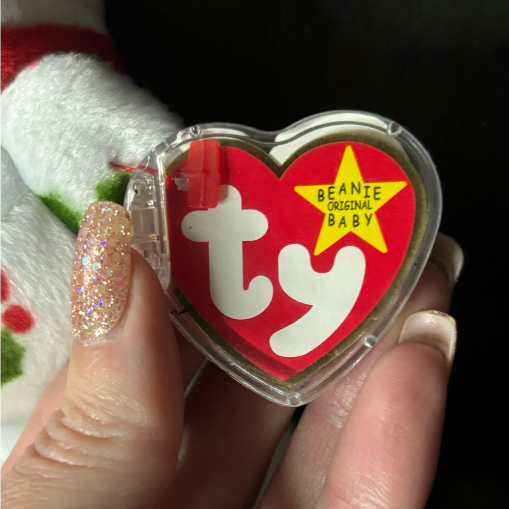 Ty Beanie Baby Heart Tag with Red and White - Picture 5 of 8